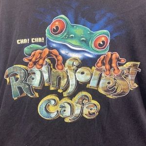 Vintage Rainforest Cafe Logo Graphic Black T-Shirt Size 2XL Made In USA